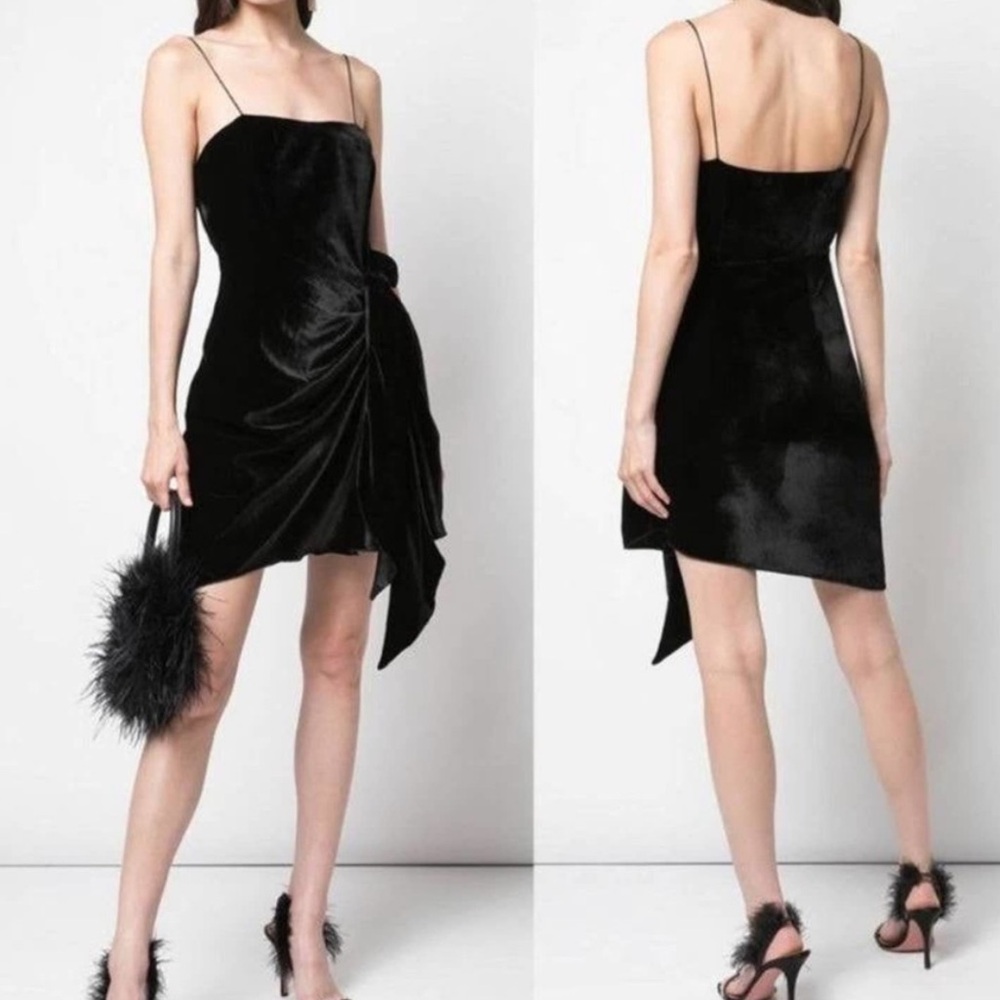 Cinq A Sept Kiki Black Velvet Bow Mini Dress
